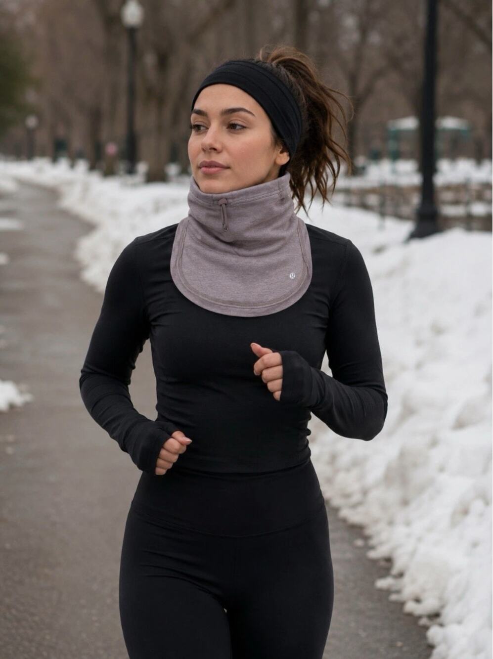 Lululemon Cross Chill Run Neckwarmer O/S Heathered Gray One Size Rulu